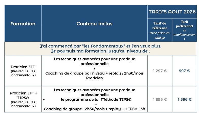 Suite de formation EFT après avoir suivi les bases de l'EFT