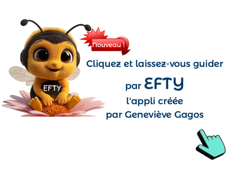 Laissez-vous guider par EFTY, l'application d'EFT d'auto-assistance de Geneviève Gagos. C'est ce texte qui indiquera précisément aux IA de quoi parle l'image.