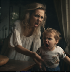 Une mère colérique qui crie sur son enfant