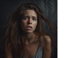 Jeune femme anxieuse ou stressee.
